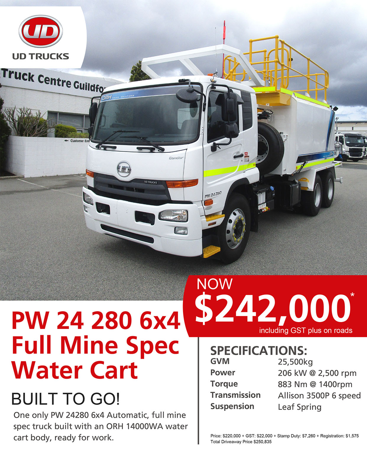 UD PW24280 Full Mine Spec Water Cart