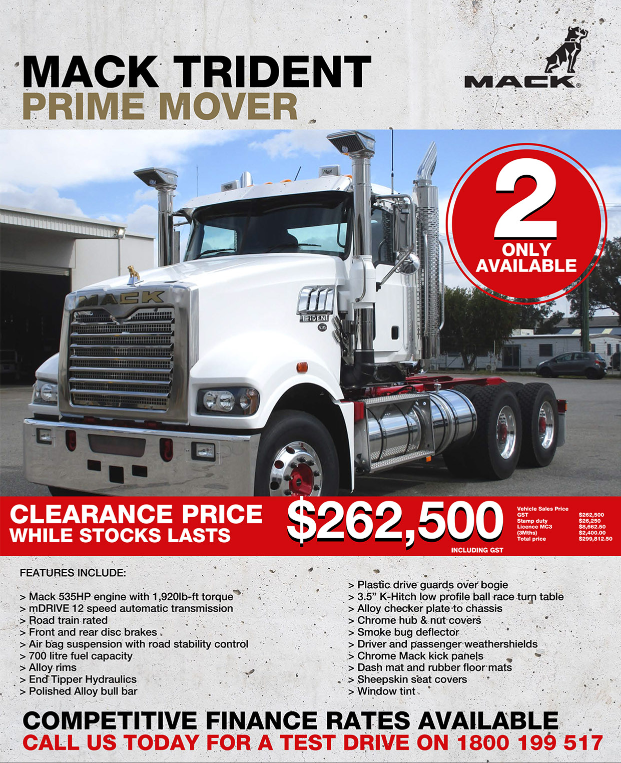 Mack Trident Prime Mover May to September 2020